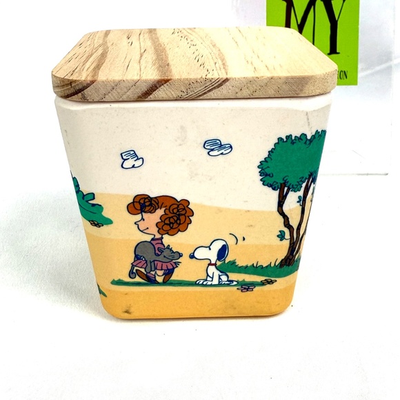 Peanuts Snoopy & Charlie Brown Kitchen Storage Jar – Bamboo Lid | Vintage Cartoo - Picture 4 of 10
